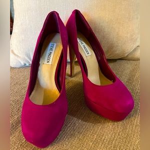 Jessica Simpson pink platform leather suede upper pump 5 inch heel size 7.5